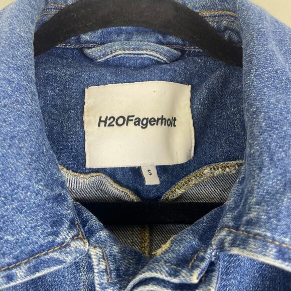 H2OFagerholt Denim Jacket with Synched waist patch elbows size Small - Picture 7 of 8